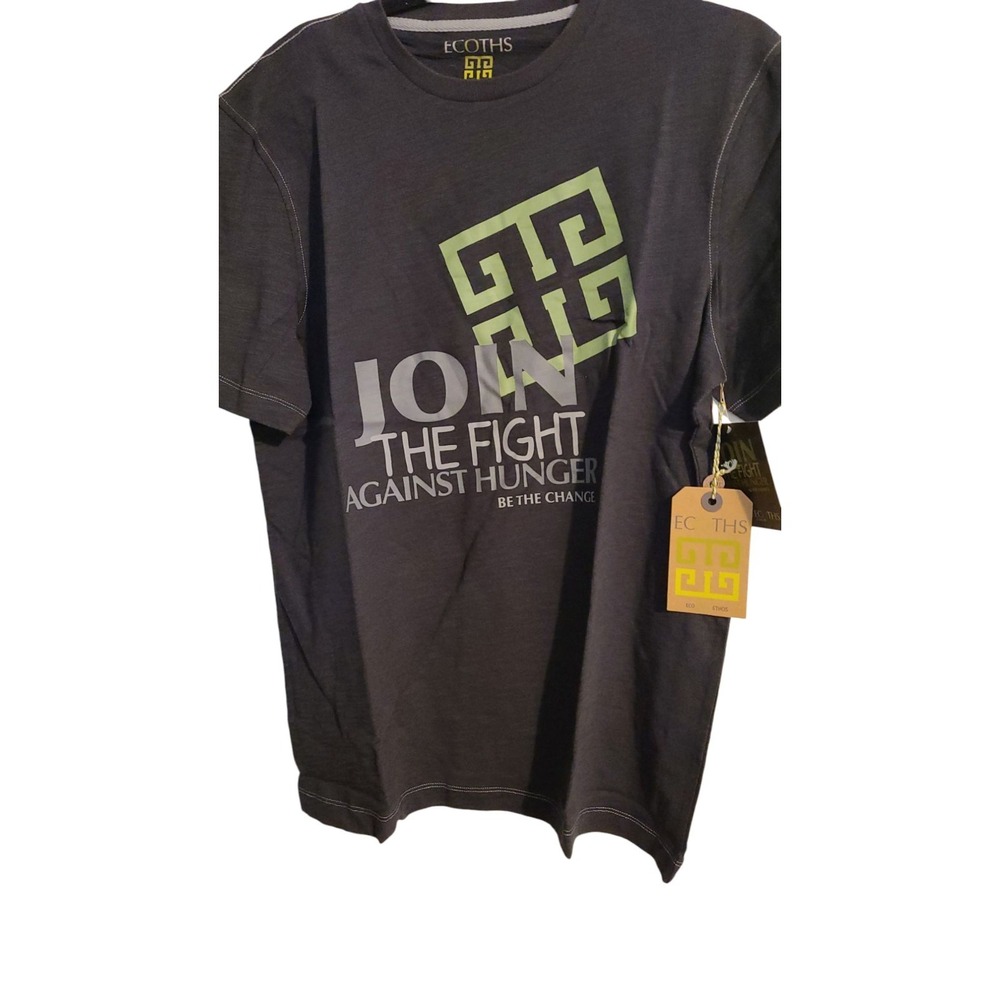 NEW‎ Ecoths Men's Black Fight Hunger Short-Sleeve Crew-Neck T-Shirt Size Large